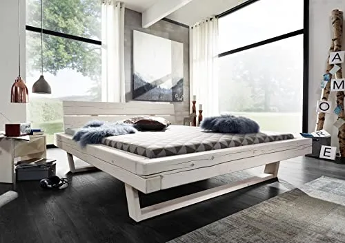 möbelando Long Beach I Balkenbett 180x200 cm - Massivholzbett im skandinavischen Design, ideal für Paare und bietet eine stabile und langlebige Schlaflösung.