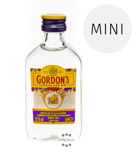 Gordon’s London Dry Gin Miniatur / 37,5 % vol. / 0,05 Liter-Flasche