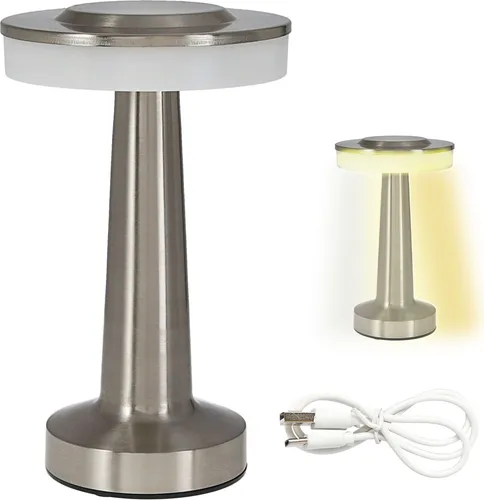 LED Tischleuchte 'Lille' silber 24 LEDs 12x21cm kalt-/warm-/reinweiss Eisen 20 Lumen USB Ladefunktion Touchfunktion stufenlos dimmbar Tischbeleuchtung