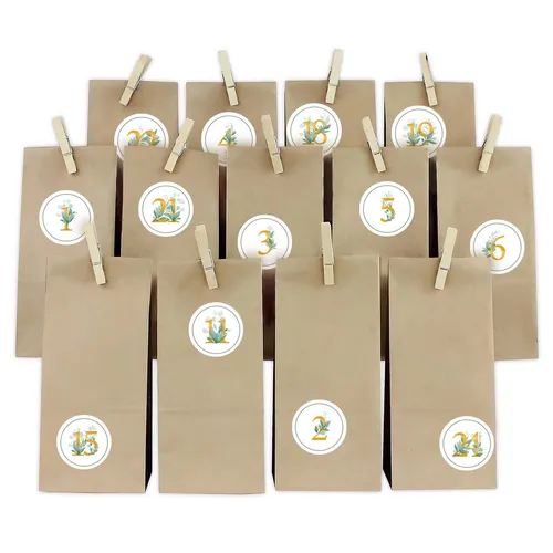 Adventsaufkleber Set Goldene Zahlen Rund Basteln Advent Aufkleber Y048-01