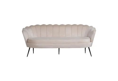 ebuy24 Nice Sofa für 3 Personen - Velour Beige - Sofa für 3 Personen, aus hochwertigem Velour in Beige, bietet hohen Sitzkomfort und elegantes Design für Ihr Wohnzimmer.