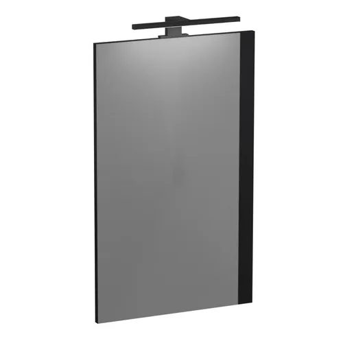 BadeDu LULE Spiegel mit Blende 45,5 cm Breit LED Leuchte Modern schwarze Blende