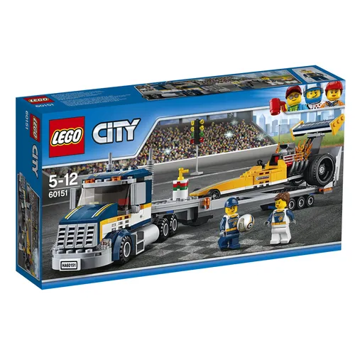 LEGO® City 60151 Dragster Transporter - Spannender Rennwagen-LKW - LEGO Set 60151 für Kinder von 5-12 Jahren, ideal für kreative Transporte und spannende Rennen, mit 333 Teilen im Karton.