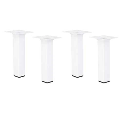 MS Beschläge Möbelfuss Weiss Eckig 25x25mm Möbelbein Tischbein Einzeln oder 4er Set Möbelstempel Couchfuss Möbelstütze (4, 150mm)