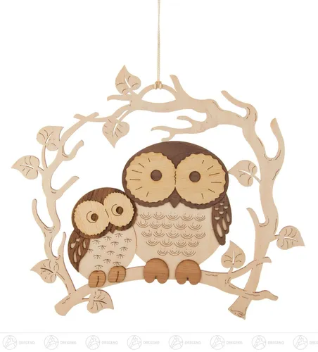 Fensterbild Eule - Erzgebirge Raum- und Fensterschmuck - Advents- & Weihnachtssterne: Handgefertigtes Holzfensterbild in Eulenform, ideal für eine gemütliche Wohnatmosphäre das ganze Jahr über.