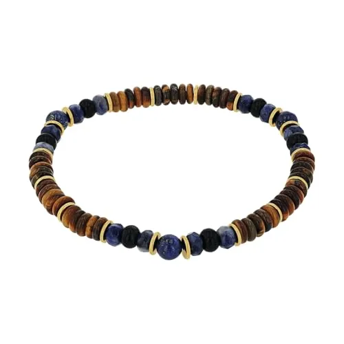 Amor Armband - Elegantes Edelstahlarmband mit Lapis- und Achat-Steinen - Edelstahlarmbänder, stilvolles Herrenarmband mit funkelnden Steinen, flexibel und ohne Verschluss, ideal für jeden Anlass und perfekt zum Verschenken.