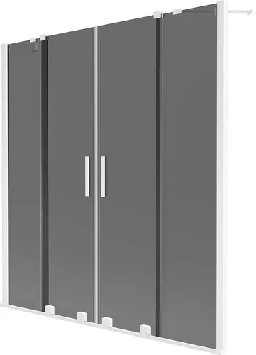 Mexen Velar Duo Badewannenabtrennung 2-flügelig verschiebbar 160 x 150 cm, Graphit, Weiß - 896-160-000-42-20