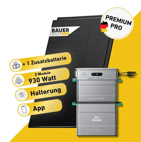 Watt Bifazial Komplettset Balkonkraftwerk mit Zendure SolarFlow 800 Pro 2 - Effizientes Balkonkraftwerk mit 1,92 kWh Speicher. Flexibel einsetzbar für Stromerzeugung und -nutzung sowie ganzjähriger Betrieb dank integrierter Heizfunktion. Ideal für Haushalte, die ihren Strombedarf teilweise selbst decken möchten.