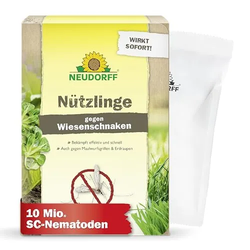 Neudorff Nützlinge gegen Wiesenschnaken – 10 Mio. SC-Nematoden für effektive Schädlingsbekämpfung - Effiziente Nematoden zur Bekämpfung von Larven im Boden, einfach anzuwenden und ideal für Gärten bis 50 m². Natürliche Lösung für gesunde Pflanzen ohne chemische Zusätze.
