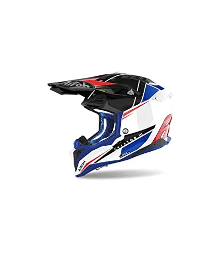 Airoh Aviator 3 Push Motocross Helm, rot-blau, Größe S - Motorradhelm mit Doppel-D-Ringverschluss und optimaler Belüftung für höchsten Komfort und Sicherheit beim Motocross.