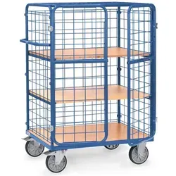 Fetra Etagenwagen Kastenwagen 8481-3DE, 3 Etagen, 600kg Tragkraft - Robuster Etagenwagen für Lager und Werkstatt, mit 3 Etagen und abschließbarem Gitterdesign, ideal für sicheres Transportieren von schweren Lasten bis 600 kg.