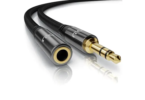 Primewire Audio-Kabel, AUX, 3,5-mm-Klinke (300 cm), Klinkenkabel Audio Verbindungskabel / Kupplung mit Nylonmantel - 3m
