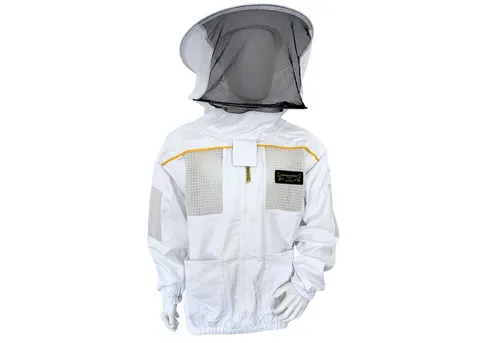 BIENEN SCHMIDT Arbeitsjacke Imkerschutzjacke LOW-AIR mit integriertem Schleier & Reißverschluss Schutzjacke Schutzkleidung Schutzjacke MESH weiß