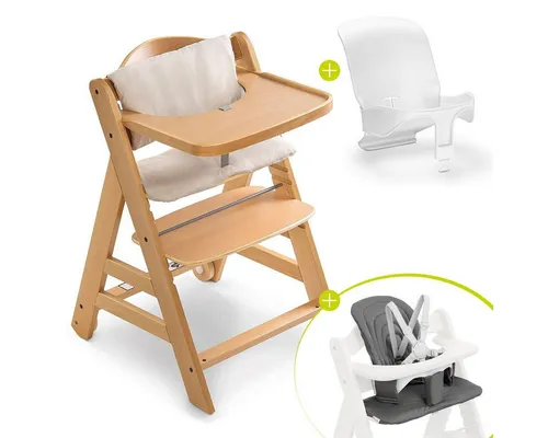 Hauck Hochstuhl Alpha Move, Kinderhochstuhl mit Essbrett, Sitzauflage, Baby-Sitz, Sitzpad & Rollen