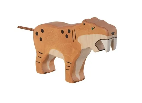 Holztiger 80622 Säbelzahntiger 14 cm Holzfiguren Serie Dinowelt