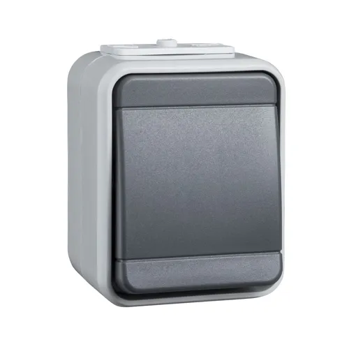 Elso 441709 Kreuzschalter, 10A, Steckklemme, Aqua-Top, licht-/basaltgrau matt