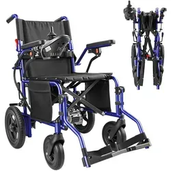 Elektrorollstuhl Elektrisch Faltbar Leicht bis 150KG, Faltbar, 25 km, seniorenmobil 2x250W, 6,00 km/h E-Rollstuhl - Blau