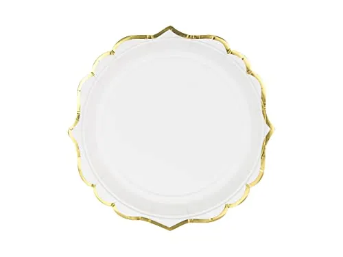 Pappteller Goldkante 18,5cm 6er Set Partyteller Einwegteller Partygeschirr Geburtstag Hochzeit Taufe