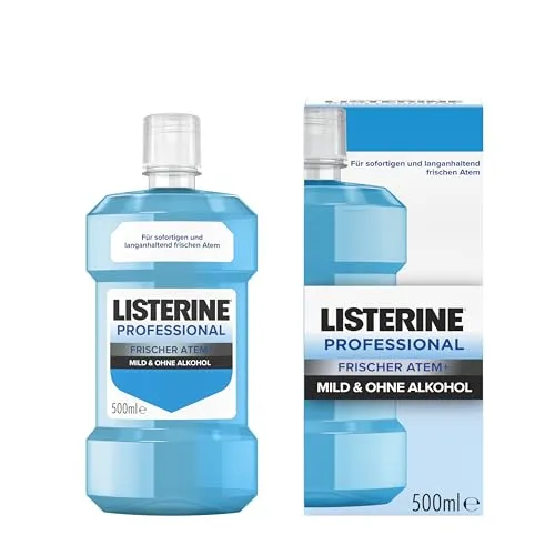 LISTERINE Professional Frischer Atem+, Zahnspülung, Mundgeruch bekämpfen, antibakterielle Mundspülung gegen Mundgeruch, für frischen Atem, Mundspülung ohne Alkohol, 500 ml
