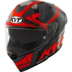 KYT R2R Octane Integralhelm - Grau/Schwarz/Rot - L - Sportlicher Integralhelm mit herausragender Aerodynamik, großem Sichtfeld und integrierter Sonnenblende. Ideal für lange Fahrten, bietet Sicherheit und Komfort in modernem Design.