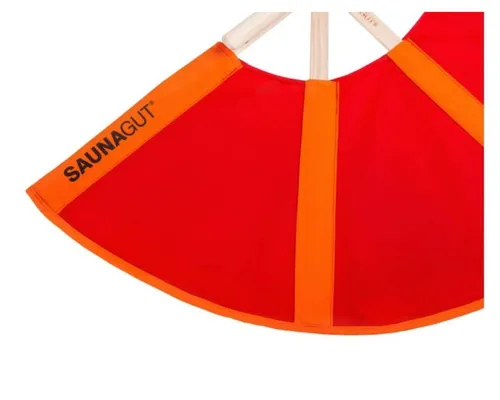 SAUNAGUT® Aufgussfächer Esche KLEIN, orange+rot von Saunagut