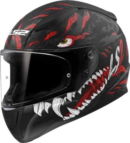 LS2 RAPID II KAIJU Integraler Motorradhelm - Matt Black Red White, Größe S - Motorradhelm mit HPTT-Polycarbonatschale, leicht und sicher (1300 g), ausgestattet mit Anti-Kratz-Bildschirm und effizientem Belüftungssystem für optimalen Komfort.