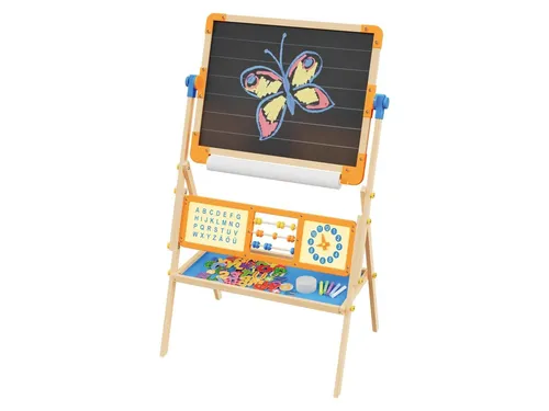Playtive Standtafel: Doppelseitige Zeichentafel mit Lernuhr für Kinder