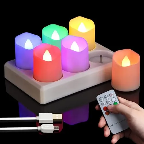FREEPOWER 6er Wiederaufladbare LED Teelichter mit Fernbedienung