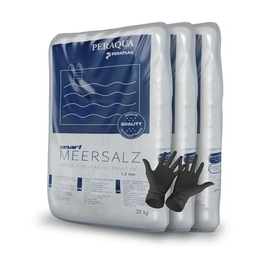 Peraplas Poolsalz 75 kg - Hochreines Schwimmbadsalz für Chlorinatoren, löst sich schnell auf und reduziert Hautreizungen, inkl. 1 Paar ARNOMED Einweghandschuhe.