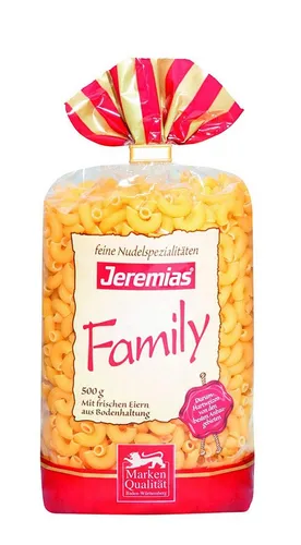 Jeremias Nudeln, Jeremias Hörnchen Classic Family Frischei Nudeln 500g 4er Pack