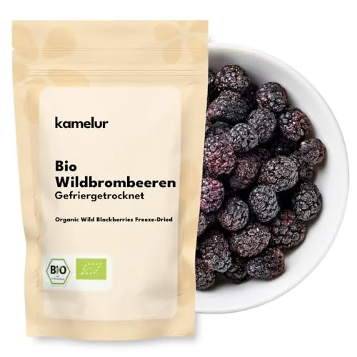 Kamelur 250g BIO Wild-Brombeeren gefriergetrocknet - fruchtige BIO Brombeeren getrocknet, ganze Beeren ohne Zusätze