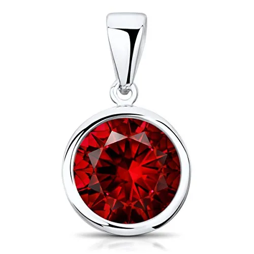 Materia Kristall Anhänger rot - 925 Sterling Silber - Eleganter Damen Anhänger aus rhodiniertem 925 Sterling Silber mit facettiertem roten Kristall, ideal als Geschenk für besondere Anlässe und kombinierbar mit Halsketten bis 1,5mm.