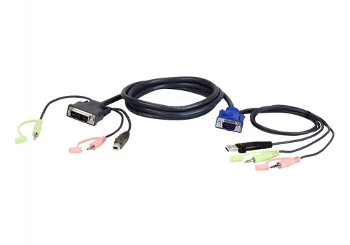 ATEN 2L-7DX3U KVM Kabel - KVM-Kabel für VGA, DVI, USB und Audio, 3 m lang - ideal für den Anschluss mehrerer PCs an einen Monitor und für nahtlose Audioübertragung.