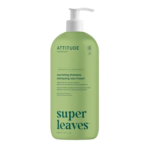 Produktbild ATTITUDE Nourishing Hair Shampoo, EWG Verified, For Dry and Damaged Hair, Naturally Derived Ingredients, Vegan and Plant Based, Grapeseed Oil and Olive Leaves, 946 mL