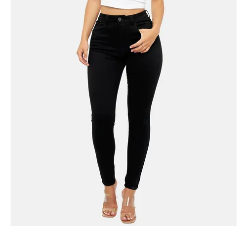 Elara Super High Waist Damen Hose Chunkyrayan EL12 Schwarz 38 (M) - Stylische High-Waist Skinny-Jeans mit Push-Up-Effekt, ideal für jede Gelegenheit. Kombinierbar mit T-Shirt oder Hemd – für einen perfekten Look im Alltag oder Büro.