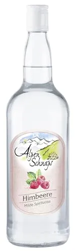 Alpenschnaps Steinbeisser Himbeere (1 L) – Milder, aromatischer Himbeerschnaps – Obstschnaps mit Rezeptur aus dem Alpenland – Schnaps für den Genuss nach dem Essen – 35 % Vol.