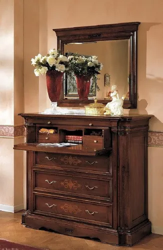 Sideboard Anrichte Holz mit 4 Schubladen – Retro Kommode - Elegantes Sideboard aus Holz mit 4 praktischen Schubladen. Ideal für Wohnzimmer und Schlafzimmer. Maße: 130 x 55 x 100 cm, robust und stilvoll.