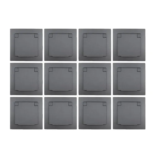 MC POWER Schutzkontakt-Steckdosen IP44 - 12er-Pack FLAIR - 12er-Pack Unterputz-Steckdosen mit Klappdeckel, spritzwassergeschützt (IP44) für Feuchträume und Außenbereiche. Robustes Design, entwickelt in Deutschland, ideal für hohe Sicherheitsstandards.