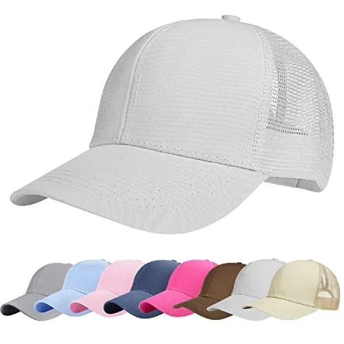 UMIPUBO Mesh Baseball Cap für Damen Basecap Outdoor Sport Mütze Lässig Baseballkappe Nettokappe Schachtelhalm Baseballmütze (Weiß)
