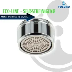 tecuro Selbstreinigende ECO SPAR Strahlregler Luftsprudler M24x1 AG, Durchflussklasse Z: 7,5 - 9,0 l/min, verchromt