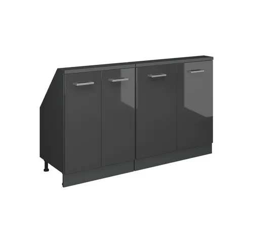 Vicco Unterschrank R-Line 140 cm Anthrazit Hochglanz – 2er Set - Stylischer Küchenschrank für Dachschrägen, optimaler Stauraum und moderne Optik. Höhenverstellbare Füße sorgen für sicheren Stand und Anpassung an jede Schräge.