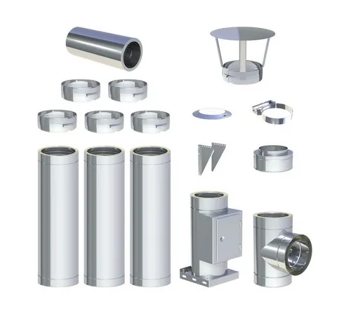 Jeremias DW-ECO 2.0 Schornstein Komplettset Ø130mm, 3,8m - Robustes Schornstein-Komplettset Ø 130 mm, 3,8 m, für die Wandmontage. Inklusive aller wichtigen Komponenten für eine einfache Installation. Langlebig und sicher, ideal für verschiedene Brennstoffe.