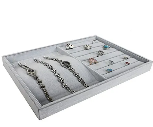 Vorlagebrett Schmuckkasten Schmucklade Schmuckdisplay Schaukasten 2 in 1 grau