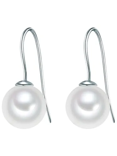 Rafaela Donata Damen Ohrhänger - Ohrringe für Damen aus 925/- Sterling Silber mit 10 mm weißen Südsee-Muschelkernperlen – zeitloses Design und ideal für jeden Anlass, ob casual oder elegant.