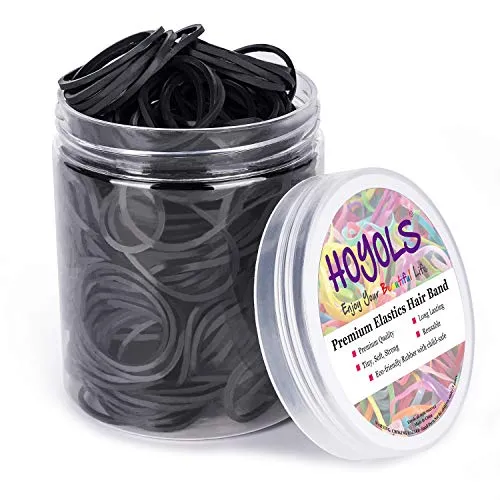 HOYOLS 3 CM Große Gummibänder für schwarzes Haar Krawatten Flechten Pferdeschwanz Halter Gummibänder für Frauen Mädchen schwarzes Haar Handwerk Büro Lieferant keine Beschädigung für 330 Stück (L)
