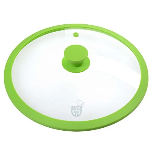 GRÄWE Deckel für Pfannen und Töpfe, Glasdeckel Pfanne 28 cm, Topfdeckel, Pfannendeckel, mit Silikonrand und Dampfaustritt - Grün
