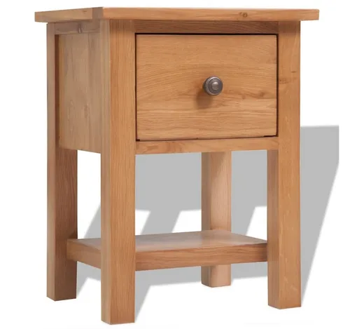 furnicato Nachttisch aus massivem Eichenholz Braun 36 x 30 x 47 cm (1-St), Beistelltisch mit Schublade und Knauf für das Schlafzimmer