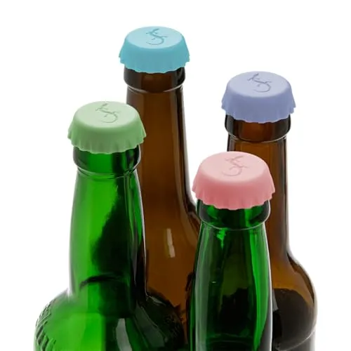 LURCH Kronkorken Flaschenverschluss, Bierflaschenverschluss, Flaschendeckel aus Platin-Silikon, 12 Stück, wiederverwendbar, Pastell-Farben