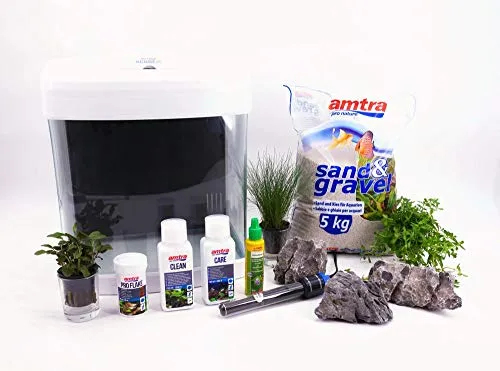 XCube Nano Aquarium Set 26 Liter - Komplettset in elegantem Weiß, ideal für Anfänger. Inklusive Deko, Pflanzen und LED-Beleuchtung für eine stimmungsvolle Aquarienlandschaft.