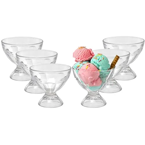 6-teiliges Eisbecher-Set aus Glas mit Fuß - Eisschalen aus Glas - Dessertschalen - Glasschalen für Eiscreme (320 ml - 11,5 x 11,5 x 10,5 cm)